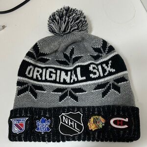 NHL Gray and Black Original Six Beanie